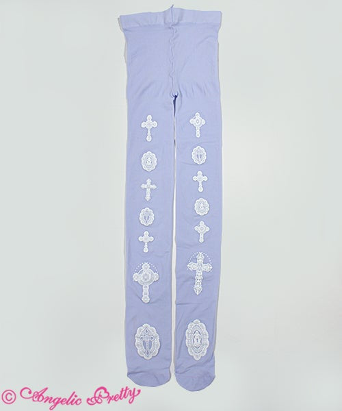 Angelic Pretty Heavenly Cross tights in Lavendee