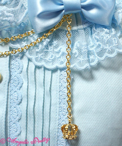 Angelic Pretty crown Logo cotton ribbon Blouse in sax