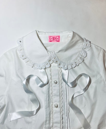Angelic Pretty long sleeve cotton ribbon Blouse in white