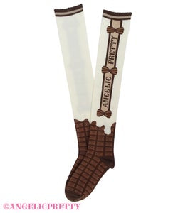 Angelic Pretty Melty Ribbon Chocolate OTK socks