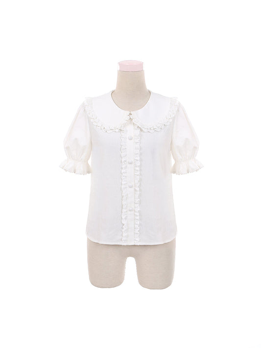 Model Sample: To Alice Sweet Cotton Blouse in White