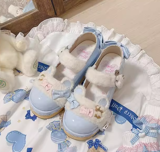 Sheep Puff Faux fur Bear's Dreamland shoes