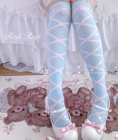 Roji Roji Lace up sweet lolita OTK socks