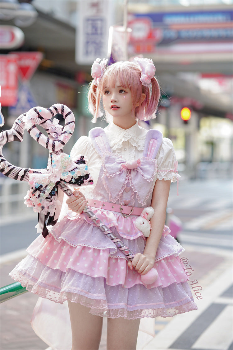 Japanese Lolita Lace Handmade Bow Lop Bunny Ears Headband Cute Rabbit Ear  Hairband Kawaii Girls Gothic Lolita Hair Accessories